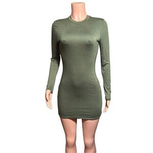 Fashion nova strolling around town olive green mini dress M